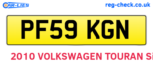 PF59KGN are the vehicle registration plates.