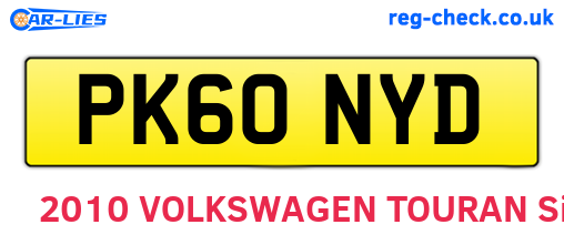 PK60NYD are the vehicle registration plates.