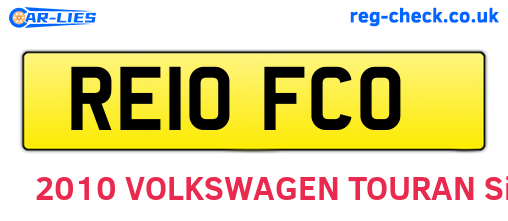 RE10FCO are the vehicle registration plates.