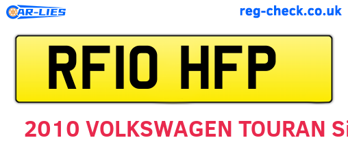 RF10HFP are the vehicle registration plates.