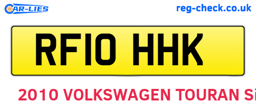 RF10HHK are the vehicle registration plates.