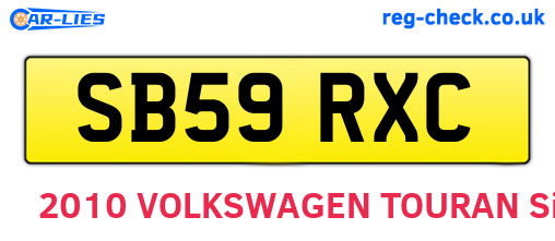 SB59RXC are the vehicle registration plates.