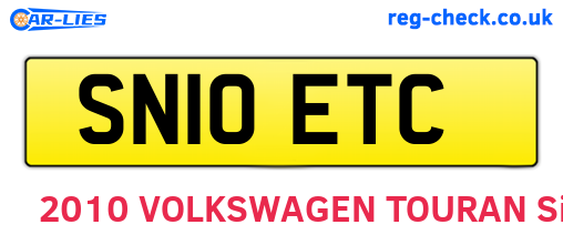 SN10ETC are the vehicle registration plates.
