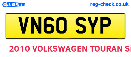 VN60SYP are the vehicle registration plates.