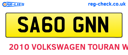 SA60GNN are the vehicle registration plates.