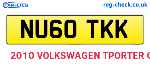 NU60TKK are the vehicle registration plates.