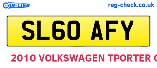 SL60AFY are the vehicle registration plates.