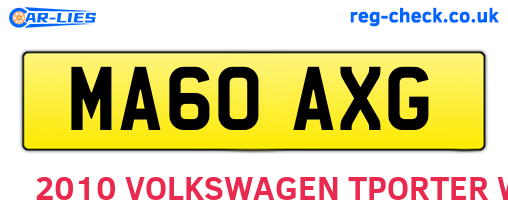MA60AXG are the vehicle registration plates.