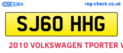 SJ60HHG are the vehicle registration plates.