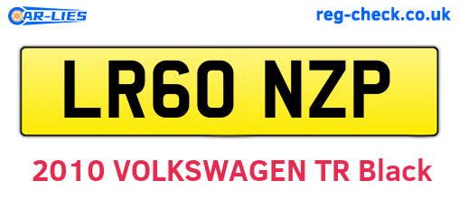 LR60NZP are the vehicle registration plates.