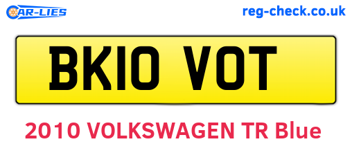 BK10VOT are the vehicle registration plates.