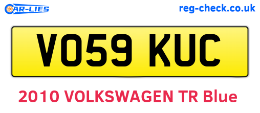VO59KUC are the vehicle registration plates.