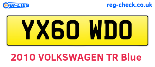 YX60WDO are the vehicle registration plates.