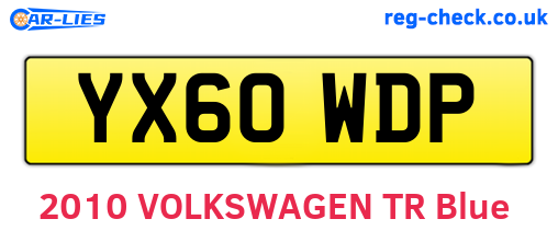 YX60WDP are the vehicle registration plates.