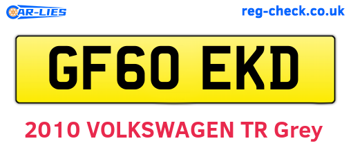 GF60EKD are the vehicle registration plates.