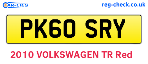 PK60SRY are the vehicle registration plates.