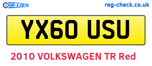 YX60USU are the vehicle registration plates.