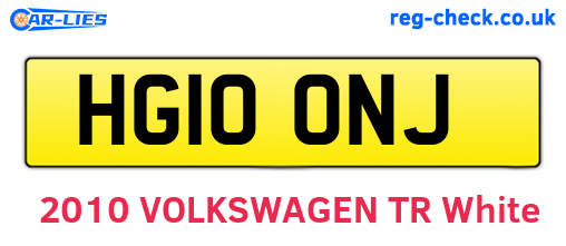 HG10ONJ are the vehicle registration plates.