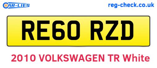 RE60RZD are the vehicle registration plates.