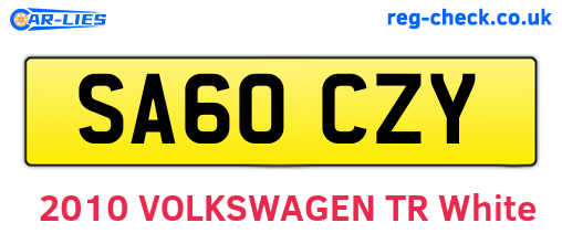 SA60CZY are the vehicle registration plates.
