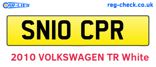 SN10CPR are the vehicle registration plates.