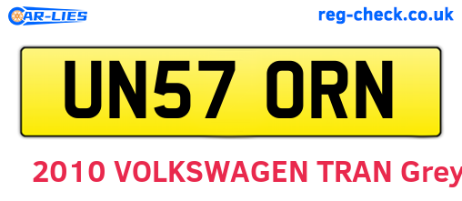 UN57ORN are the vehicle registration plates.