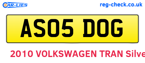 AS05DOG are the vehicle registration plates.