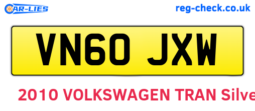 VN60JXW are the vehicle registration plates.