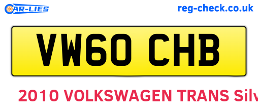 VW60CHB are the vehicle registration plates.