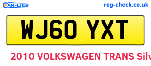 WJ60YXT are the vehicle registration plates.