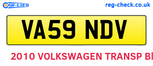 VA59NDV are the vehicle registration plates.
