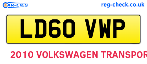 LD60VWP are the vehicle registration plates.