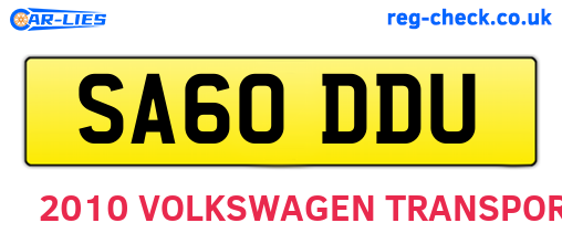 SA60DDU are the vehicle registration plates.