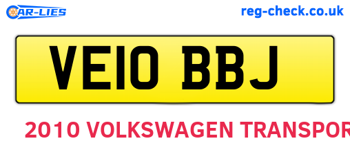 VE10BBJ are the vehicle registration plates.