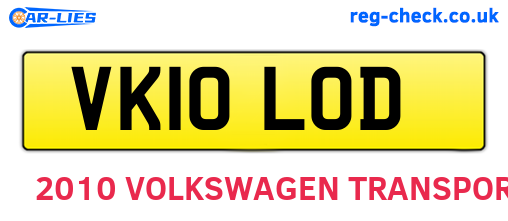 VK10LOD are the vehicle registration plates.