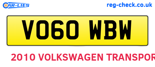 VO60WBW are the vehicle registration plates.