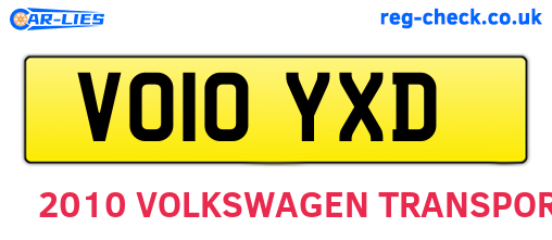 VO10YXD are the vehicle registration plates.