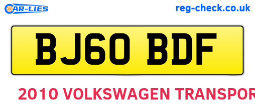 BJ60BDF are the vehicle registration plates.