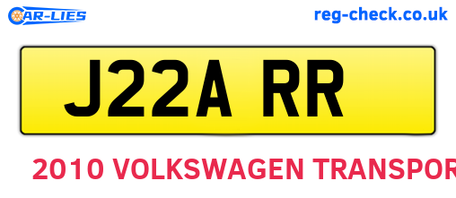 J22ARR are the vehicle registration plates.