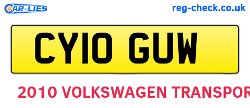 CY10GUW are the vehicle registration plates.