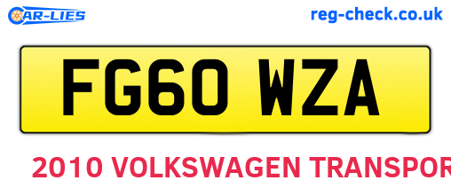 FG60WZA are the vehicle registration plates.