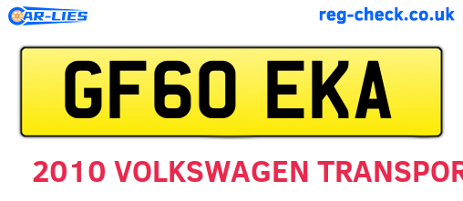GF60EKA are the vehicle registration plates.