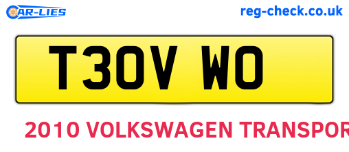 T30VWO are the vehicle registration plates.