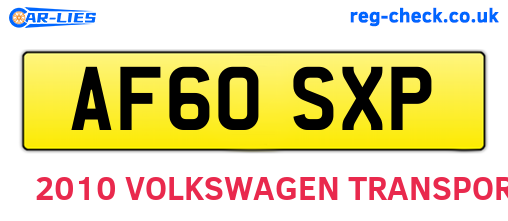 AF60SXP are the vehicle registration plates.