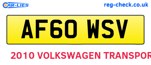 AF60WSV are the vehicle registration plates.