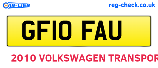 GF10FAU are the vehicle registration plates.
