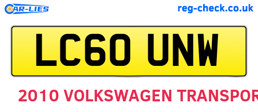 LC60UNW are the vehicle registration plates.
