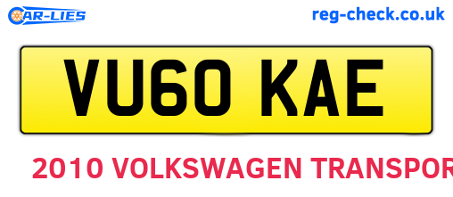 VU60KAE are the vehicle registration plates.