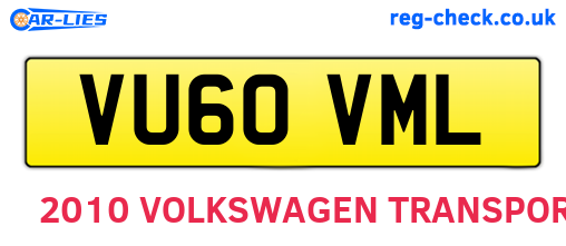 VU60VML are the vehicle registration plates.