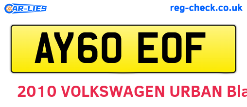 AY60EOF are the vehicle registration plates.